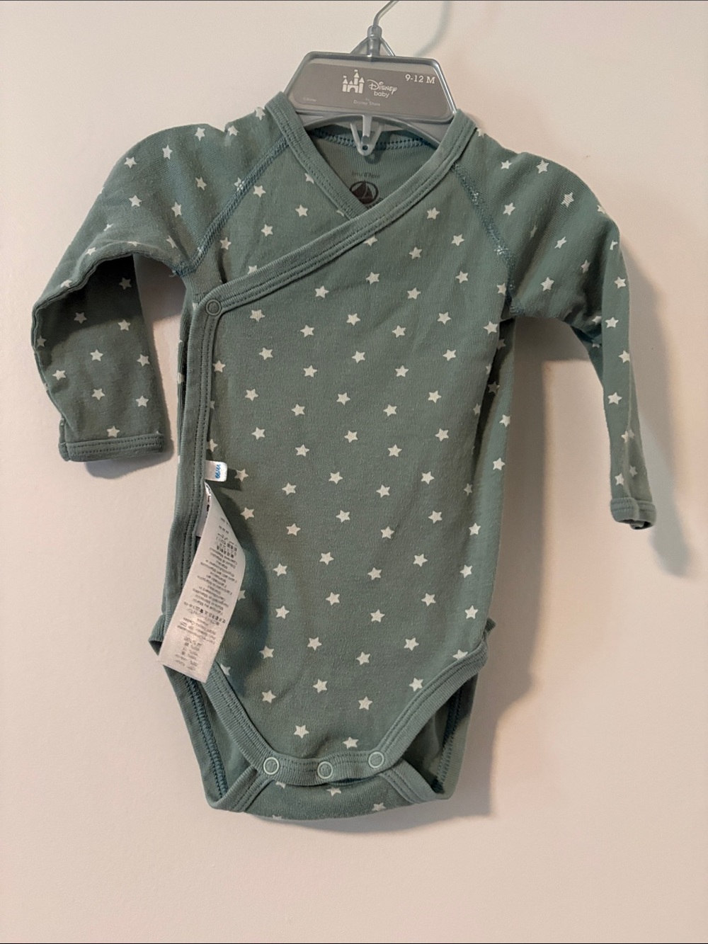Disney Sage Green Star-Print Wrap One-Piece Bodysuit